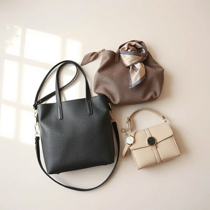 Stylish women’s crossbody, tote, and shoulder bags arranged neatly with soft natural lighting