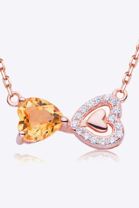 Citrine Heart 925 Sterling Silver Necklace Necklace Rose Gold / One Size Styled Society xoxo