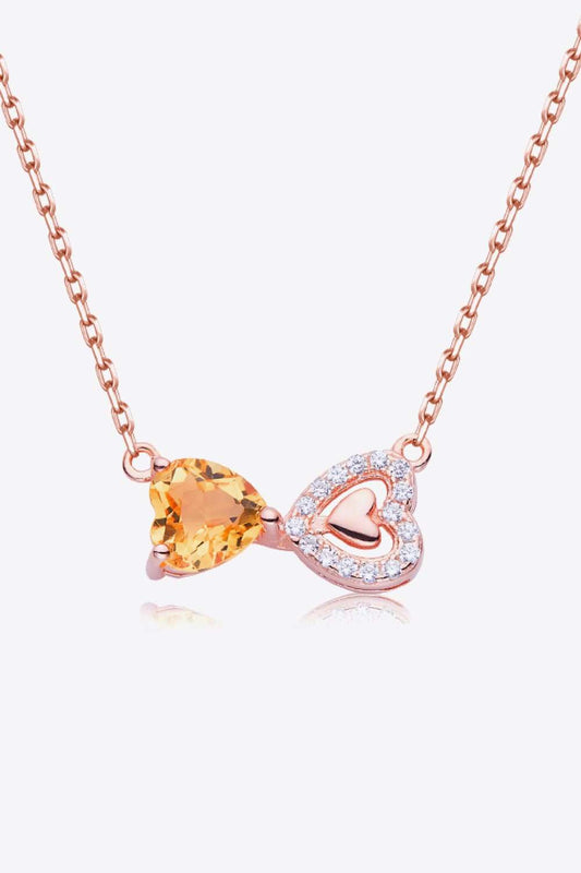 Citrine Heart 925 Sterling Silver Necklace - Front View | Styled Society xoxo