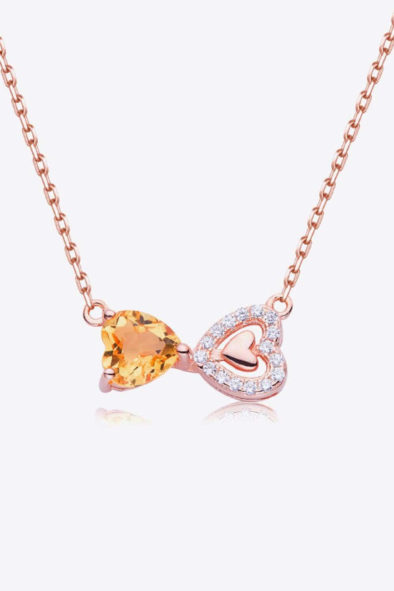 Citrine Heart 925 Sterling Silver Necklace Necklace Rose Gold / One Size Styled Society xoxo