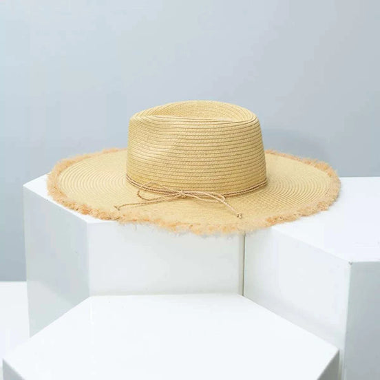 Frayed Brim Straw Hat Hats Tan / One Size Styled Society xoxo