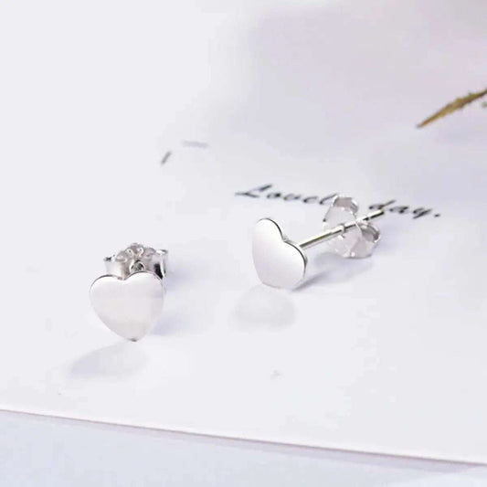925 Sterling Silver Heart Stud Earrings - Styled Society xoxo