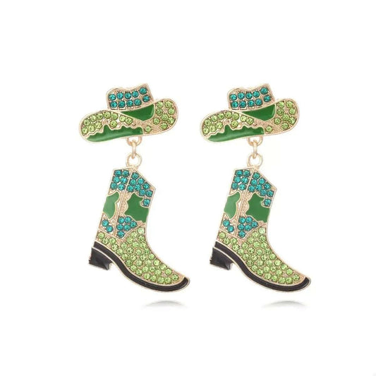 Cowboy Hat and Boot Dangle Earrings - Styled Society xoxo