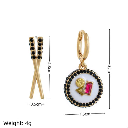 Food Theme Copper Asymmetry Earring Earrings Sushi / onesize Styled Society xoxo