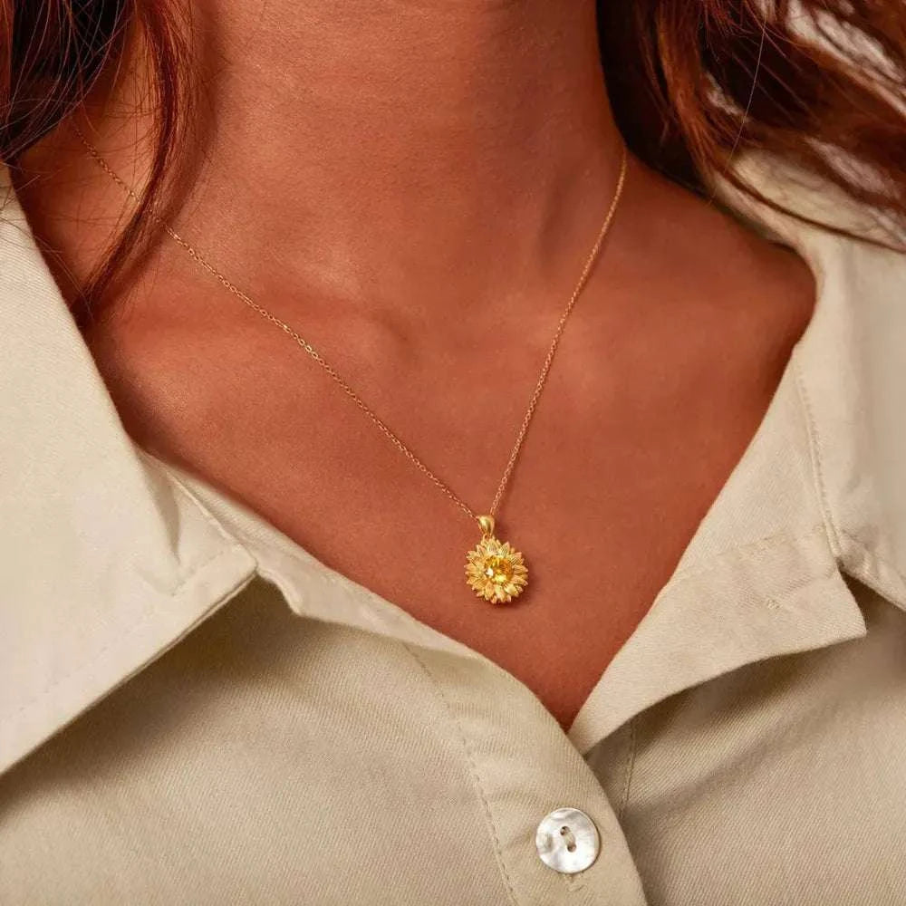 Sunflower Shape 18K Gold-Plated Pendant Necklace Necklace Gold / One Size Styled Society xoxo