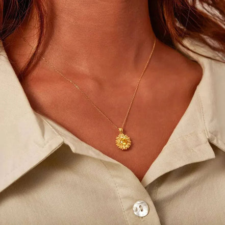 Sunflower Shape 18K Gold-Plated Pendant Necklace Necklace Gold / One Size Styled Society xoxo